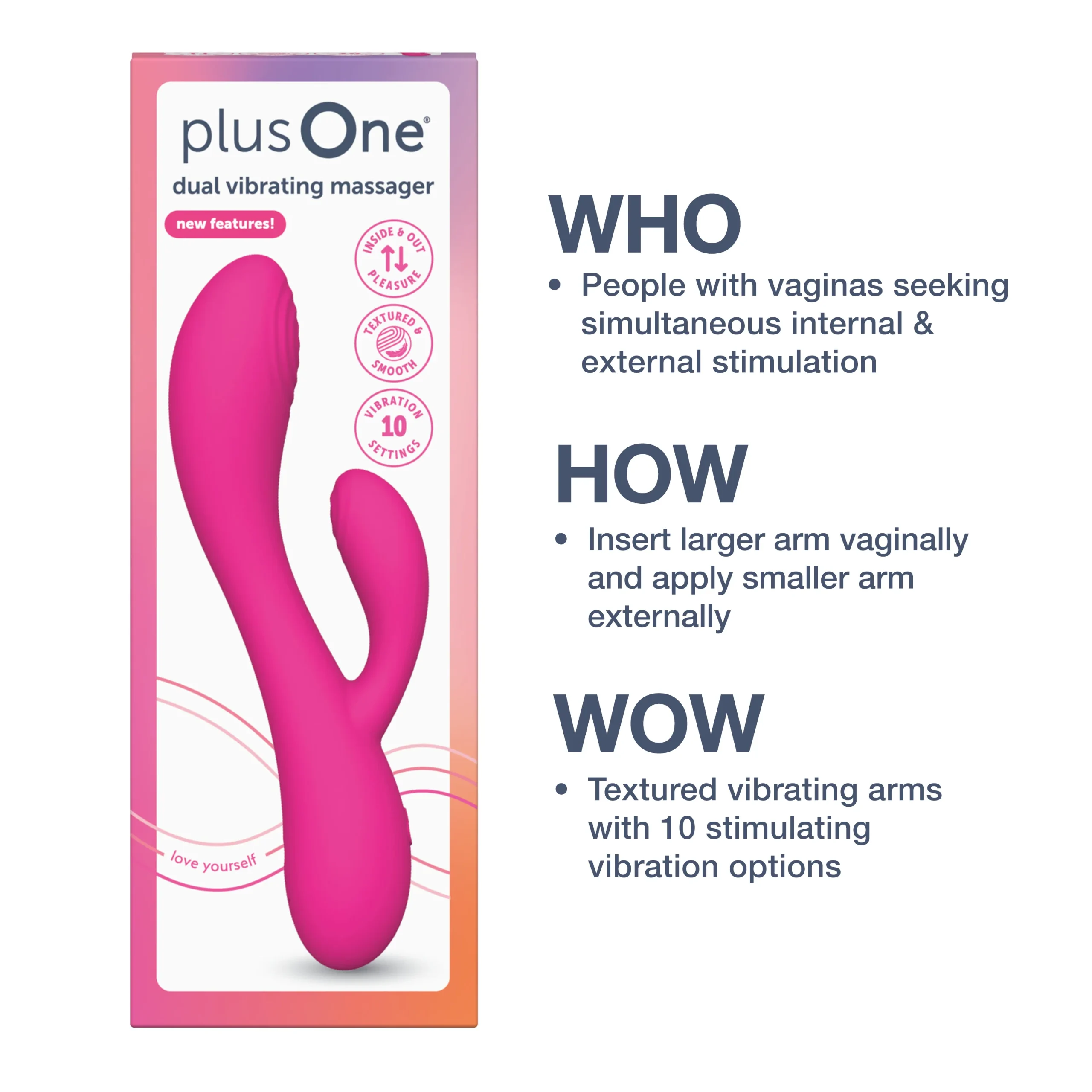 plusOne? Dual Rabbit Vibrating Massager - Image 8